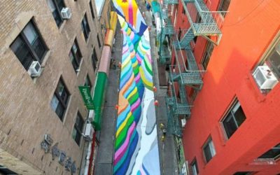 Artista chileno rocía la calle Doyers St en Chinatown con coloridas “Terrazas de arroz”